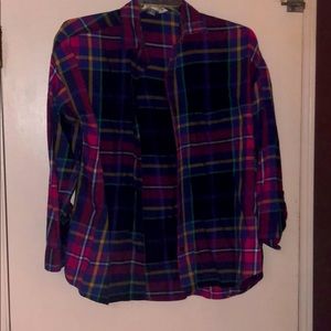 Old Navy boyfriend shirt—pink/blue plaid size Lg